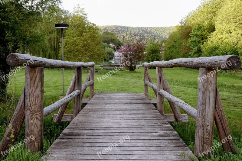 Wooden Bridge Strains Idyllic Bridge Nature