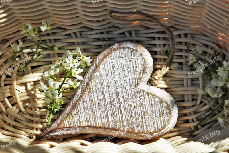 Heart Wooden Flowers Spring Feeling