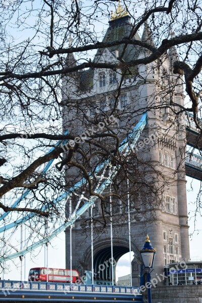 London Tower Bridge Bus Red Spring