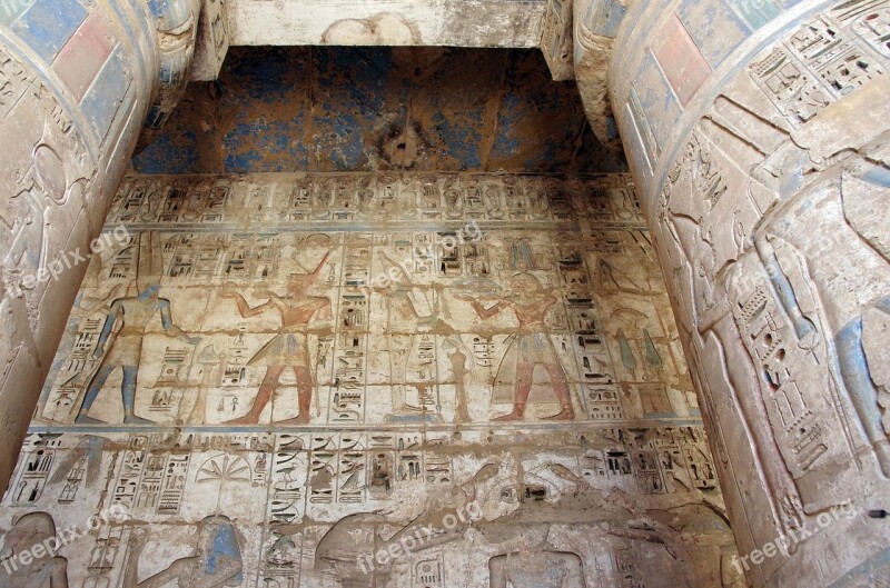 Egypt Thebes Medinet-habu Temple Hieroglyphs