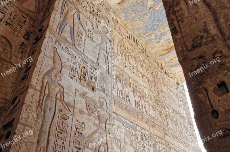 Egypt Thebes Medinet-habu Temple Hieroglyphs