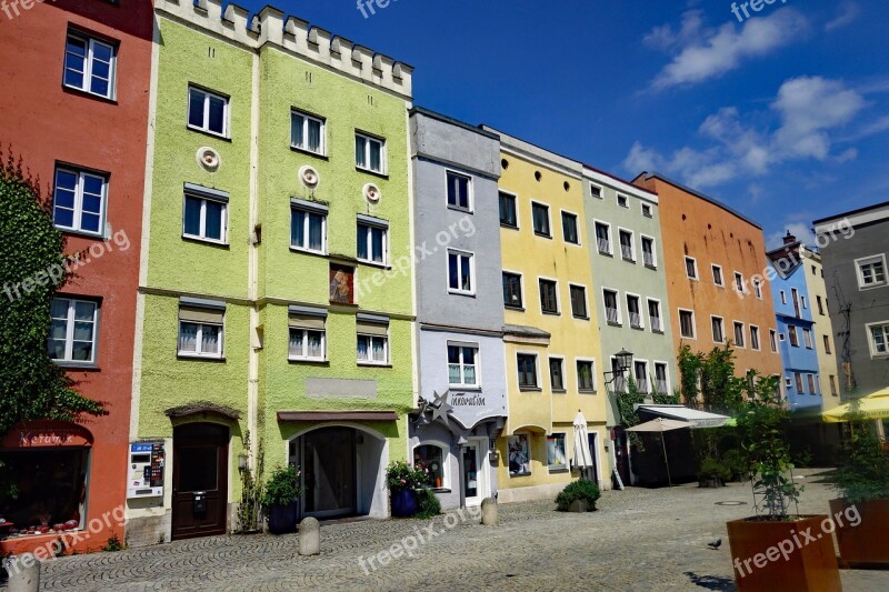 Facade Façades Colorful Wasserburg Bavaria