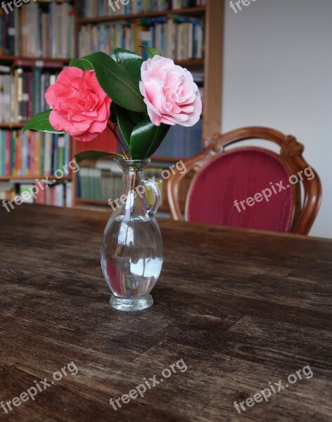 Table Glass Vase Background Wooden Table