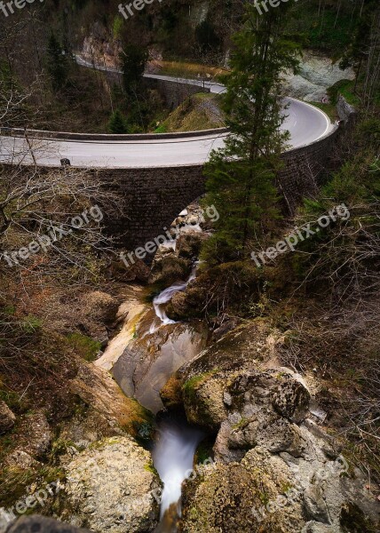 Nature Waters Wood Waterfall Landscape