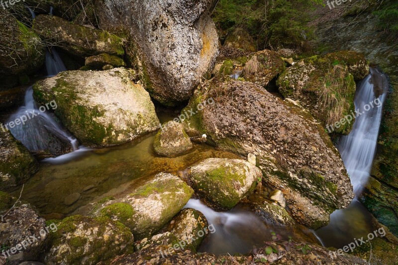 Nature Waters Wood Waterfall Landscape