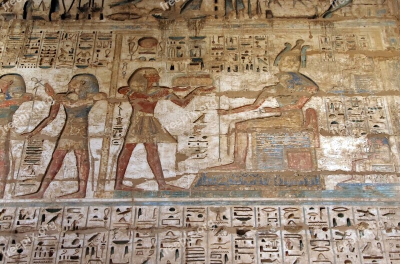 Egypt Thebes Medinet-habu Temple Hieroglyphs