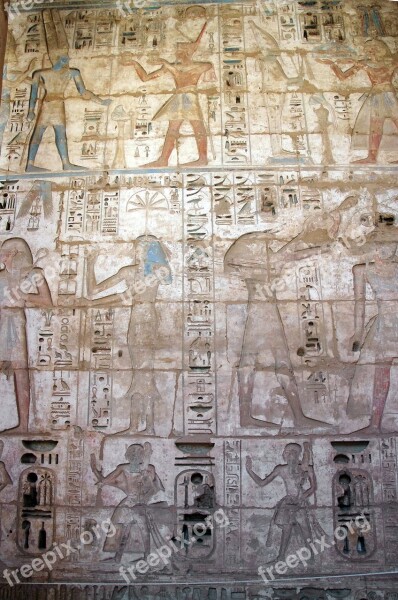 Egypt Thebes Medinet-habu Temple Hieroglyphs