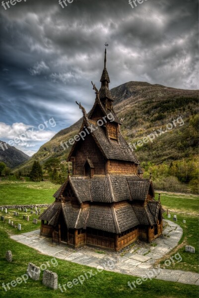 Old Church Stave Church Religion Building Borgund