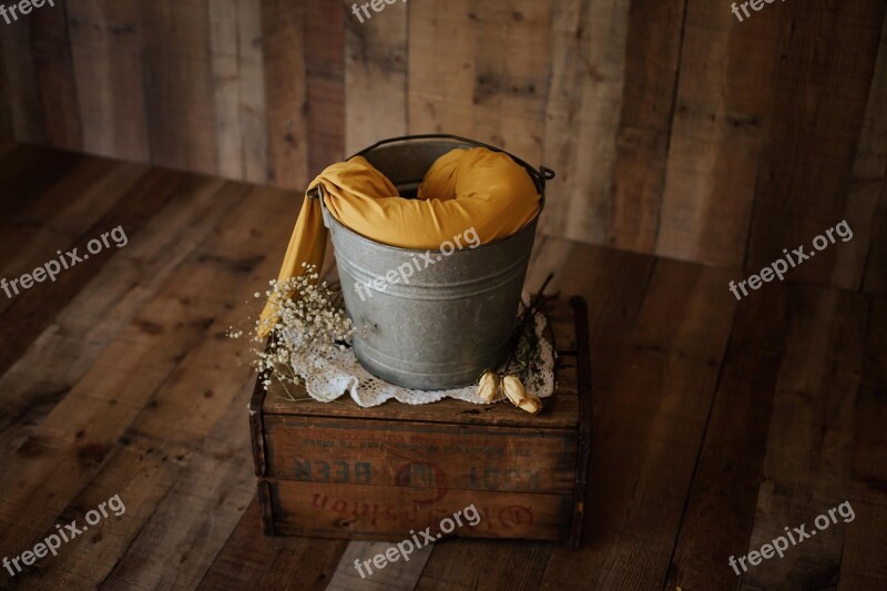 Newborn Backdrop Yellow Flower Bucket