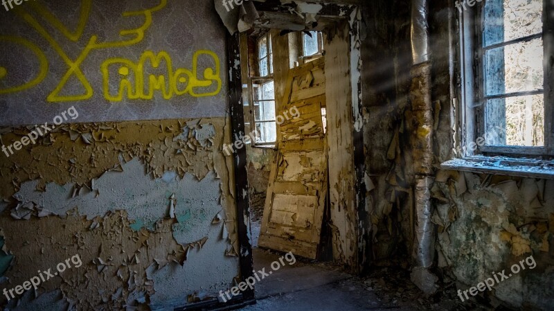 Abandoned Old Window Door Wall