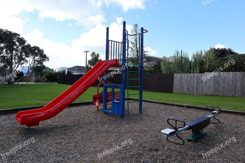 Playground Slide Outdoors Grass Leisure