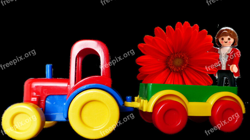 Tractor Trailer Toy Child Flower