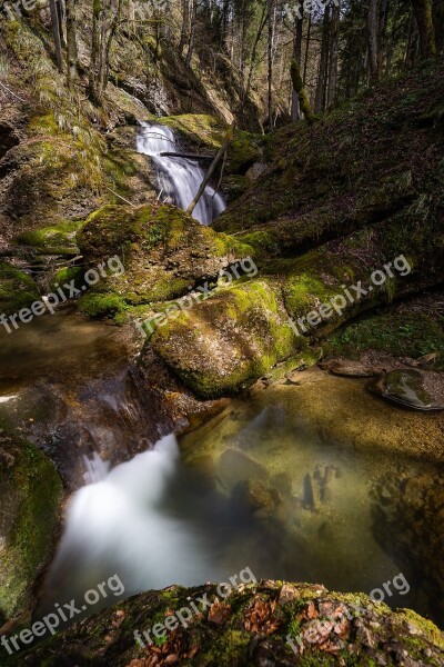 Nature Waters River Waterfall Moss