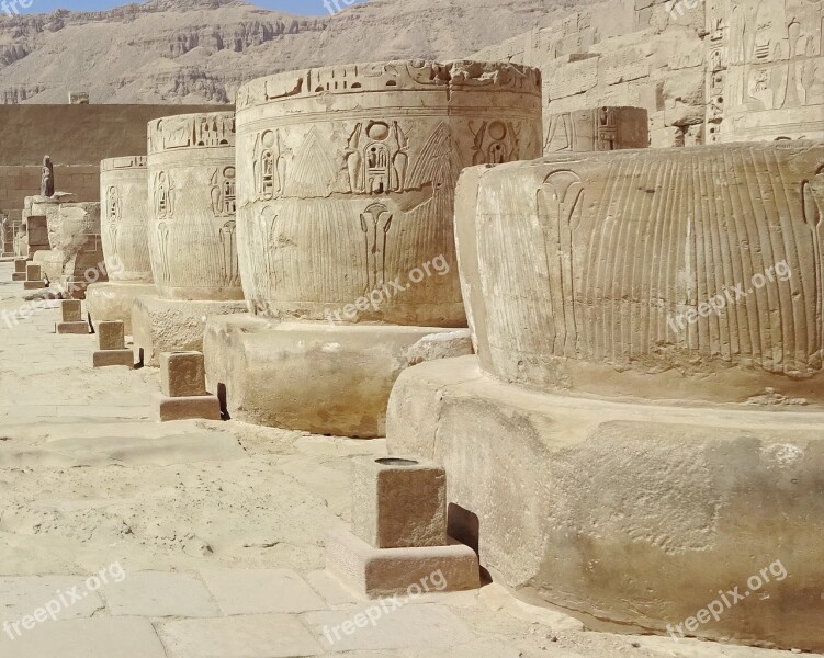 Egypt Thebes Temple Medinet-habu Columns