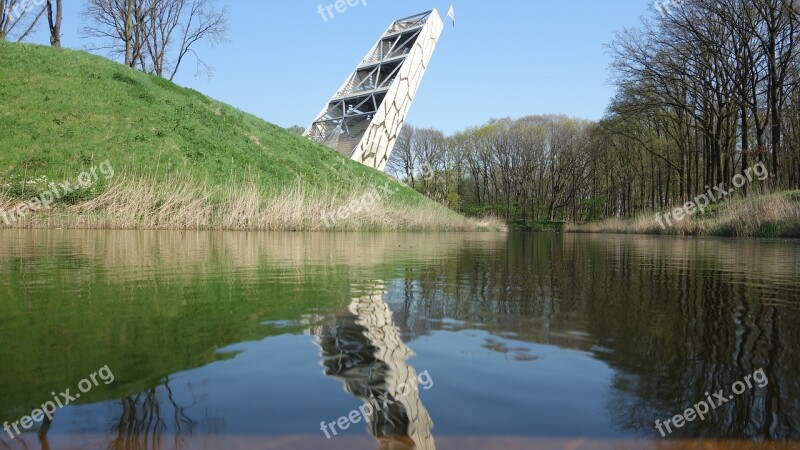 Lookout Tower Reflection Landscape Water Line Free Photos