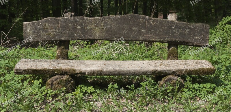 Wooden Bench Old Bench Weathered Seat Bank