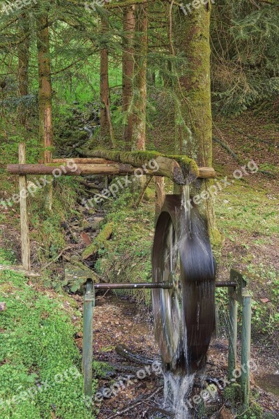 Waterwheel Watercourse Water Wood Nature