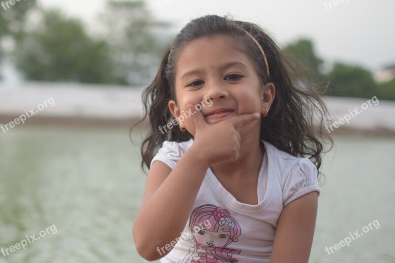 Smiling Happy Child Outdoors Nature