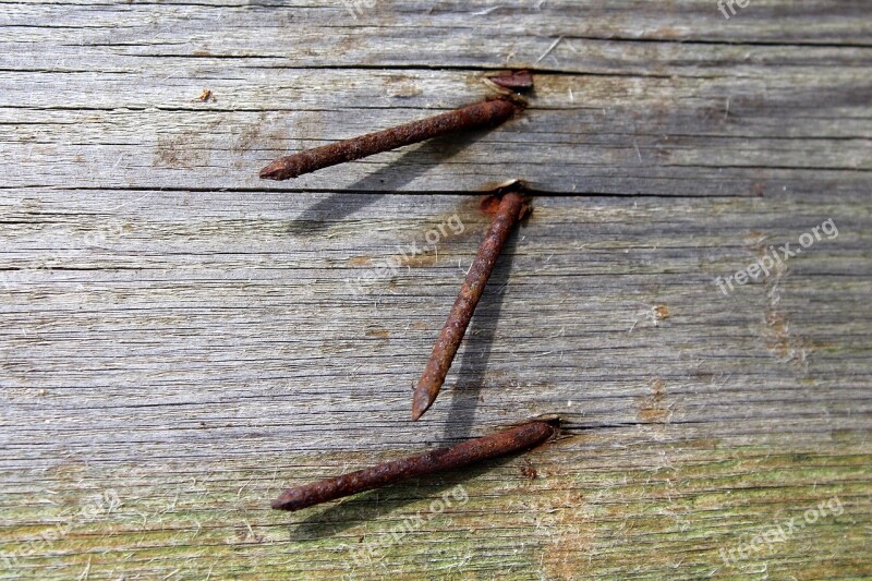 Nails Rusty Corrosion Board Wooden