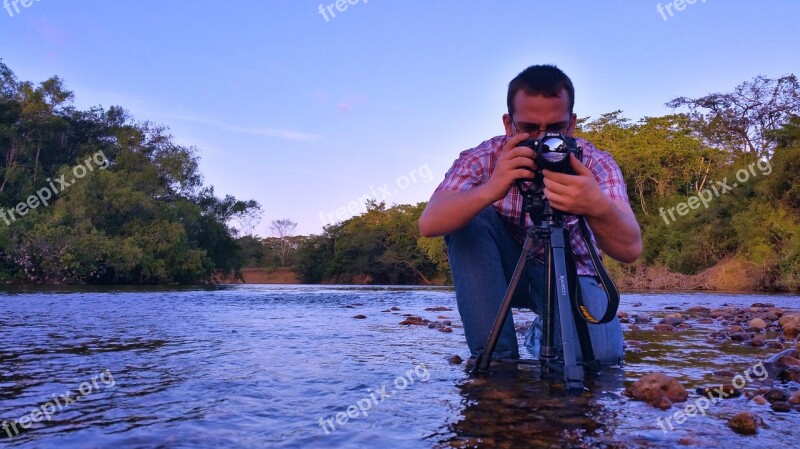 Boy Photographer Travel Lake Recreation