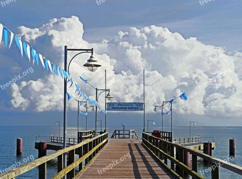 Rügen Göhren Sea Bridge Baltic Sea Thundercloud