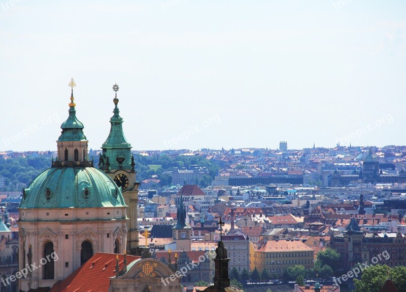 Panorama Prague Czechia Church Baroque Cityscape