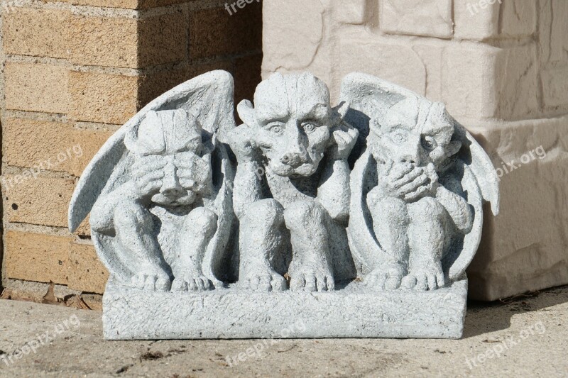 See No Evil Say No Evil Hear No Evil Gargoyles Sculpture