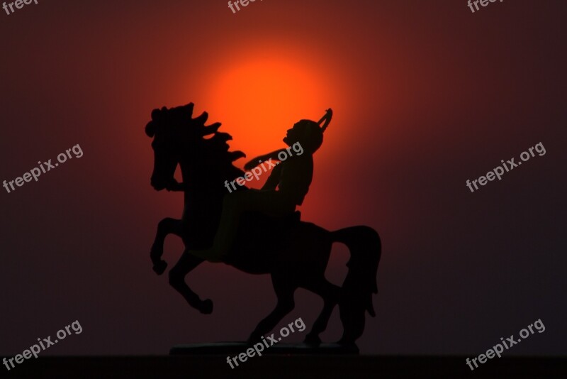 Native American Native Horse Riding Sunset