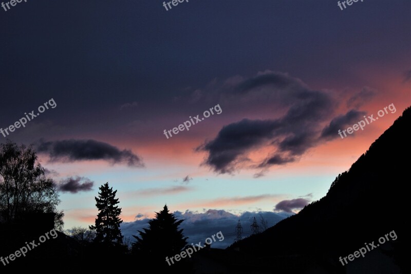 Sunset Panorama Nature Dawn Sky