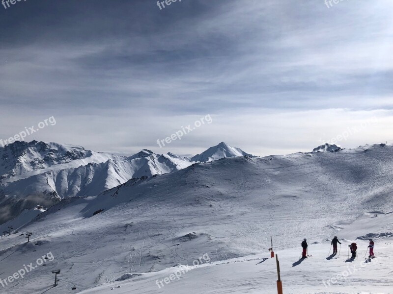 Ski Ski Run Mountains Snow View