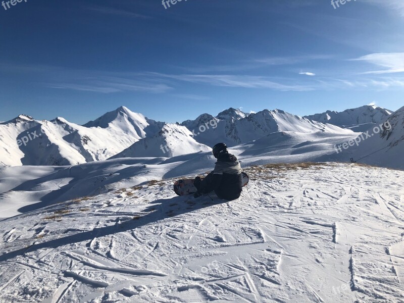 Snowboard Snowboad Driver Ischgl Runway Winter