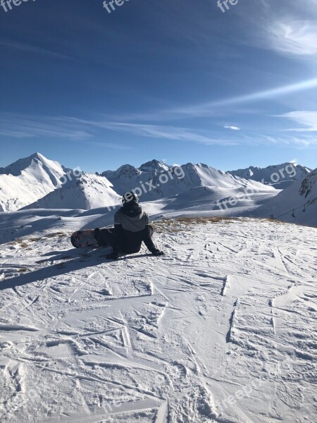 Snowboard Snowboad Driver Ischgl Runway Winter