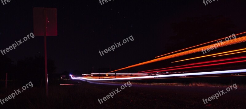 Speed Road Light Trails Pavement Night Photo