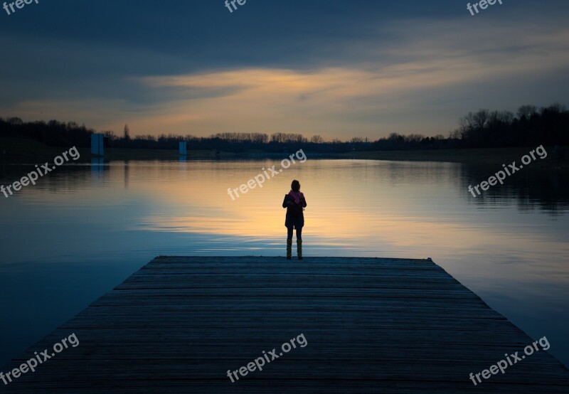 Lake Sunset Body Of Water Dawn Nature