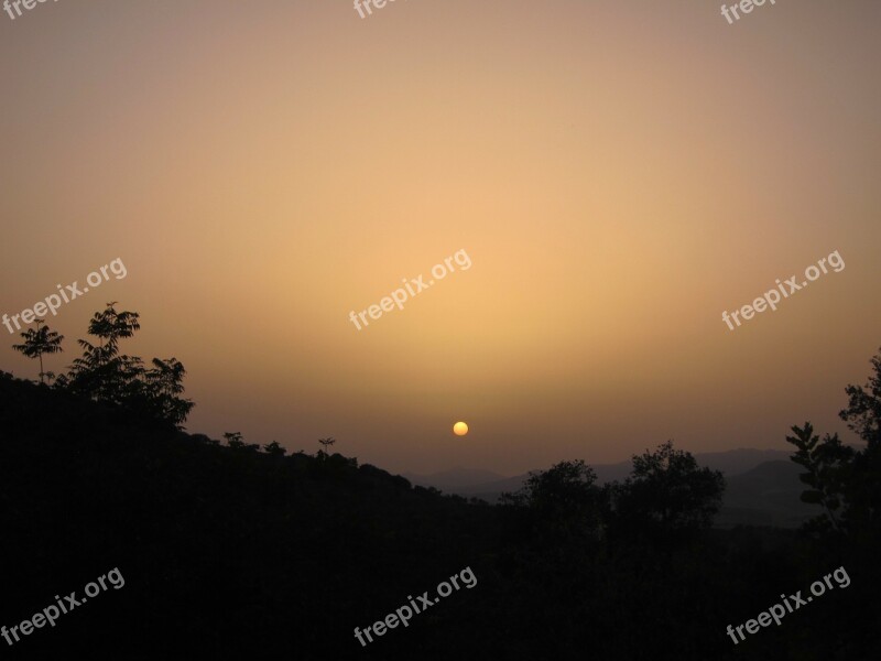 Sunset Andalusia Spain Haze Summer