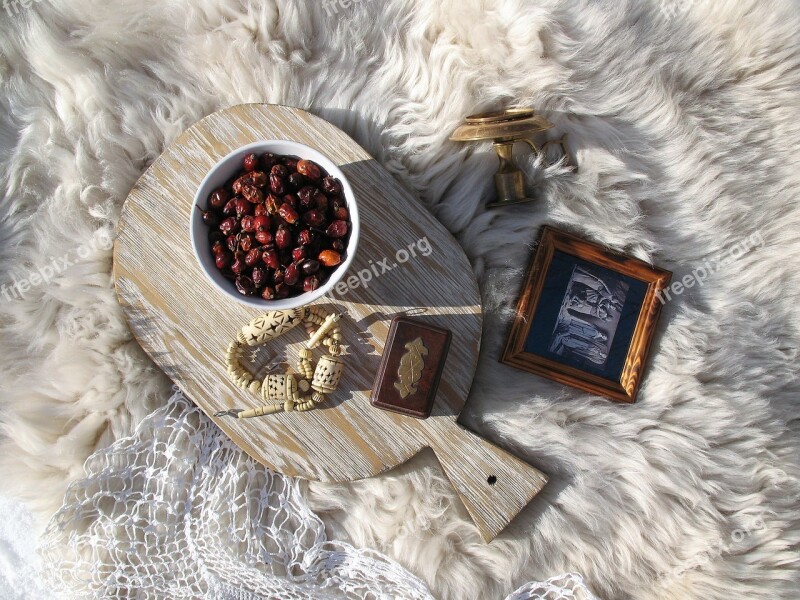 Background Ornament Wood Rustic Rose Hip