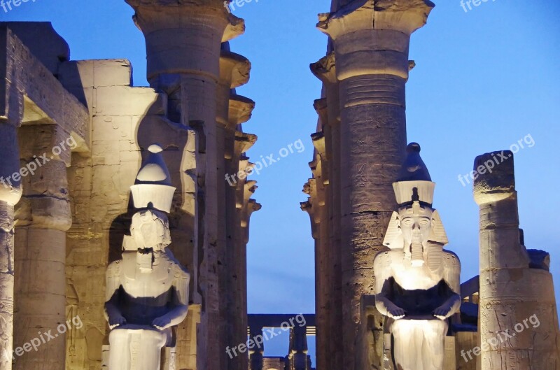 Egypt Luxor Temple Colonnades Statues