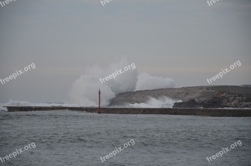 Santander Waves Costa Cliffs Coastal