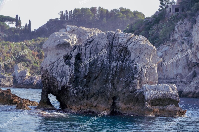 Rock Elephant Sea Taormina Sicily