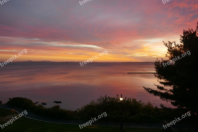 Bar Harbor Maine Sunrise Water Coastal