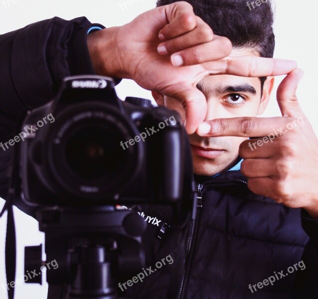 Portrait Camera Photographer Boy Camera Man