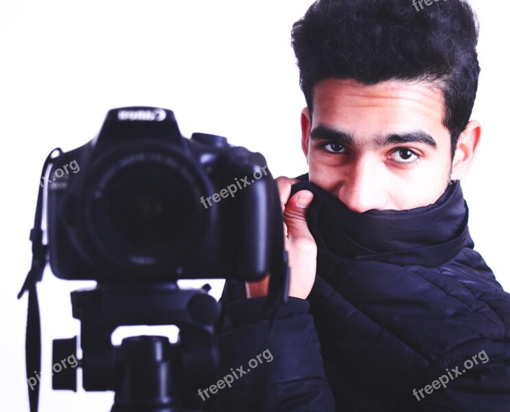 Portrait Camera Photographer Boy Camera Man