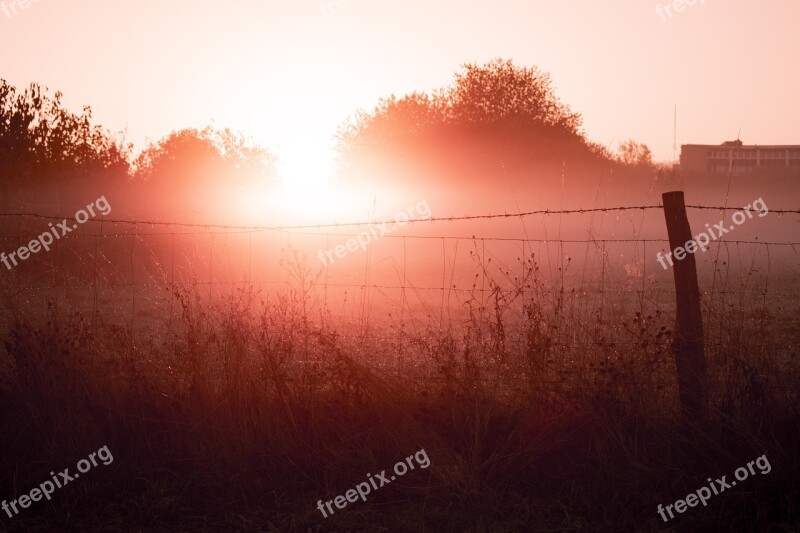 Sunrise Sun Fog Morning Haze Landscape