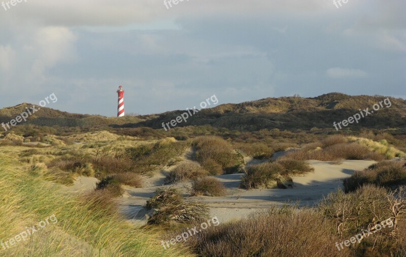 Lighthouse Dunes Sea North Sea Beach