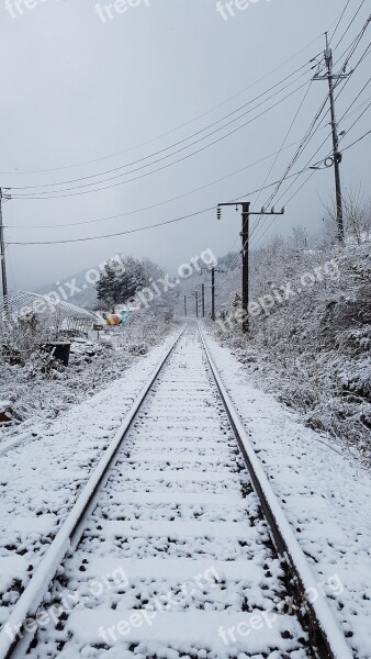 The Train Path Winter Snow Railroad Free Photos