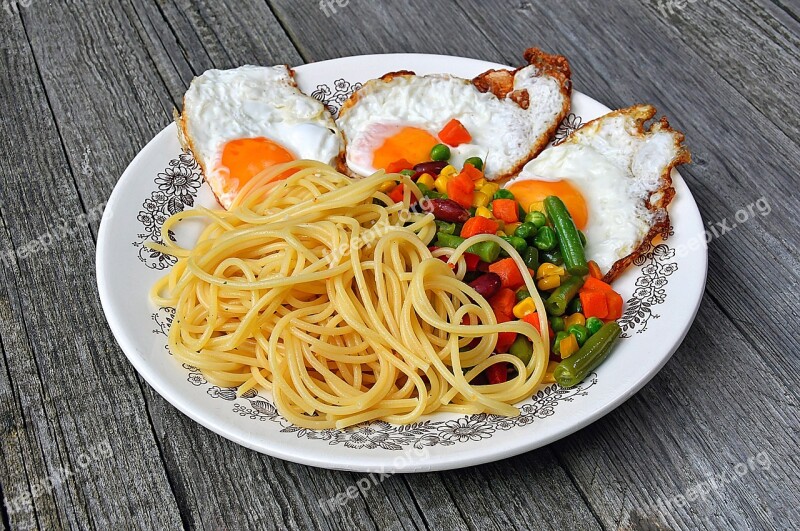 Spaghetti Food Eggs Lunch Meal Egg