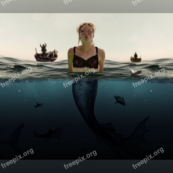 Mermaid Sea Water Fantasy Woman