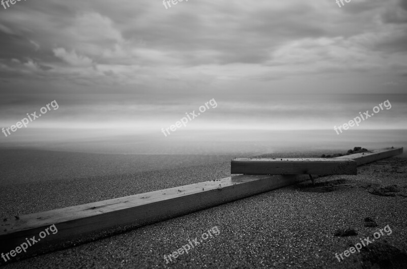 Wood-fibre Boards Black And White Marine Sky Landscape