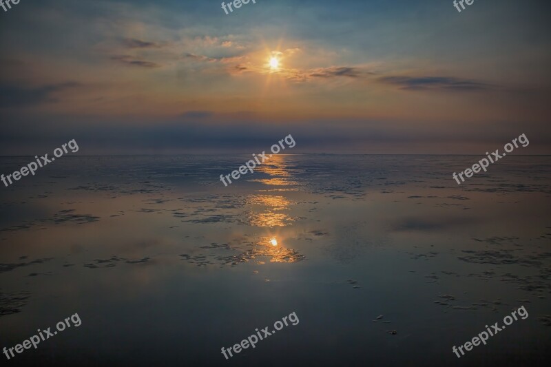 West Frisian Noord-holland Sunset Sea Coast