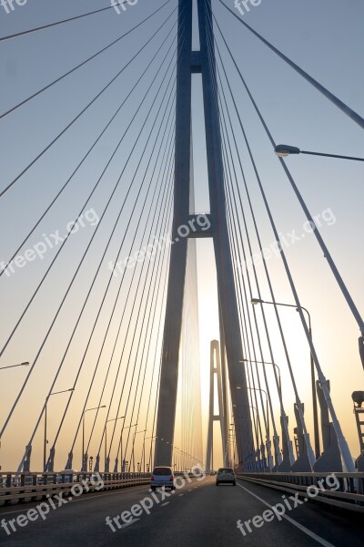 Sunset Bridge Sky Road Architecture